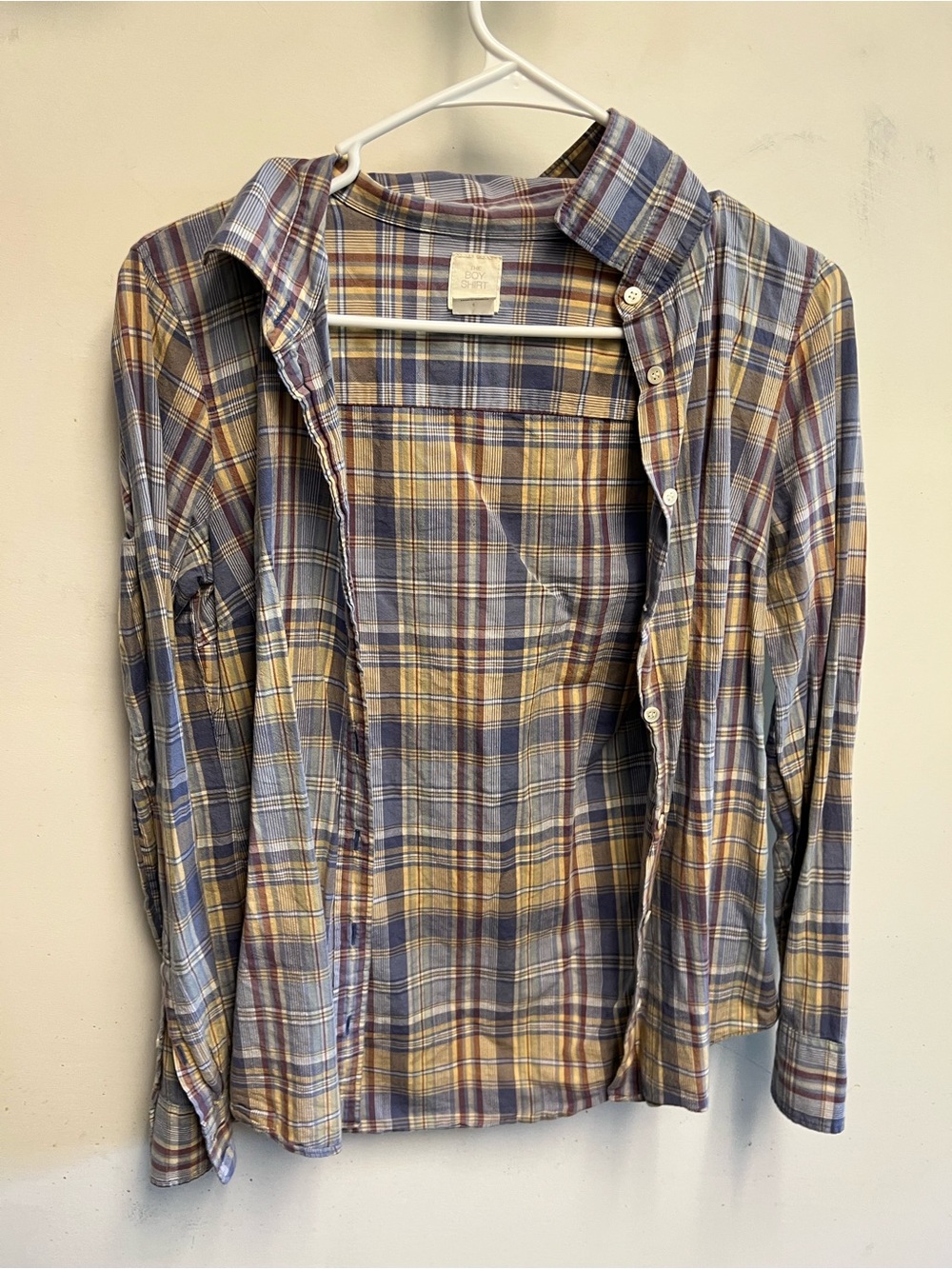 J. Crew Plaid Button-Down Shirt in Blue and Tan
